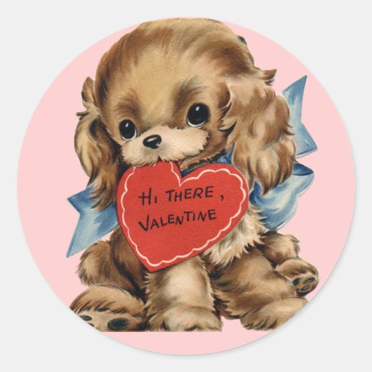 Stickers Chiot Valentine vintage (Devant)