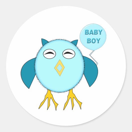 Stickers Chouette Bébé Bleu Cute (Devant)