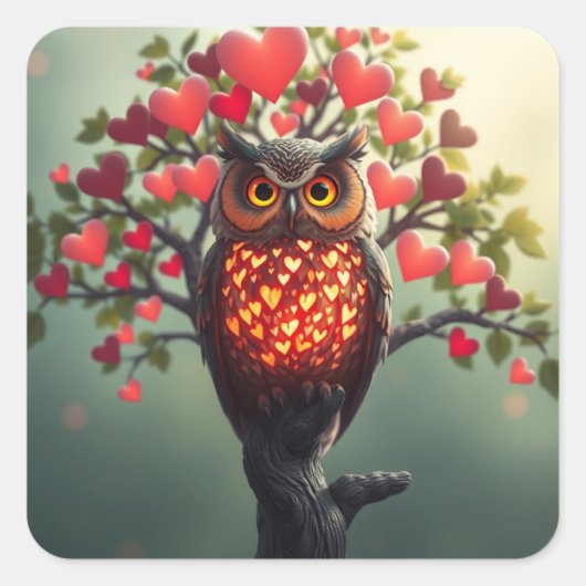 Stickers Chouette Romantique (Devant)