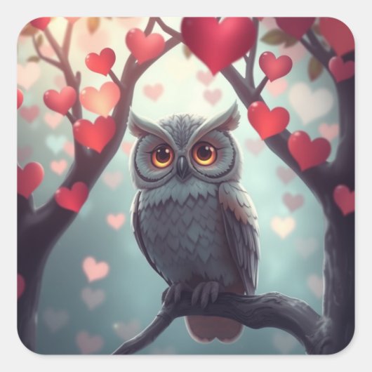 Stickers Chouette Romantique (Devant)