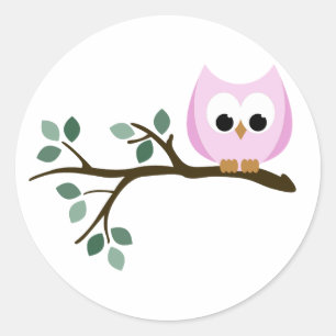 Stickers Chouette rose