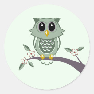 Stickers Chouette verte mignonne