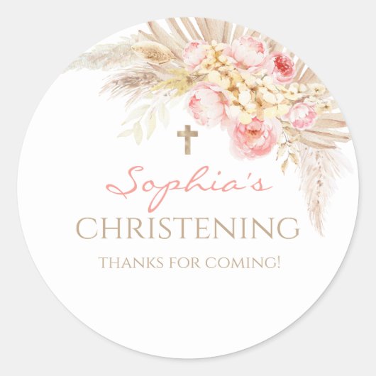 Stickers Christening Boho Girl Rose Gold (Devant)