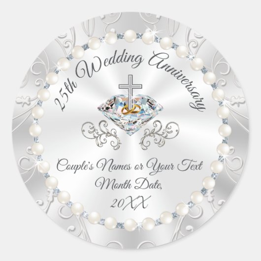 Stickers Christian 25e anniversaire pour enveloppe (Devant)