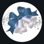 Stickers Christmas Bells<br><div class="desc">Ce petit autocollant est présenté avec une impression festive de cloches en argent de Noël. Customisez cet objet ou achetez tel quel.</div>