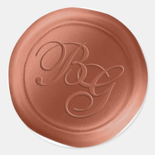 Stickers cire double monogramme en cuivre