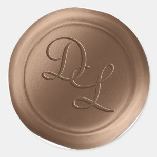 Stickers cire Monogramme en bronze riche 2 lettres