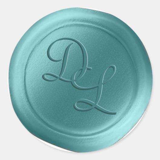 Stickers cire Monogramme turquoise vert 2 lettres (Devant)