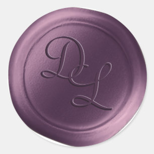 Stickers cire violet violet 2 lettres Monogramme