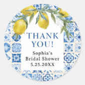 Stickers Citron Méditerranée Carrelage Bleu (Devant)