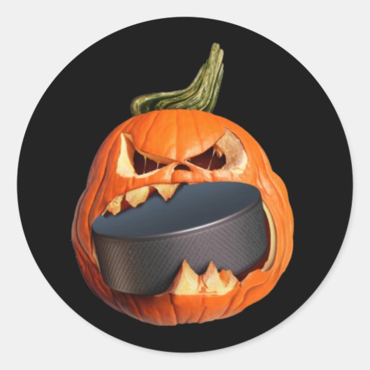 Stickers Citrouille de hockey de Halloween (Devant)