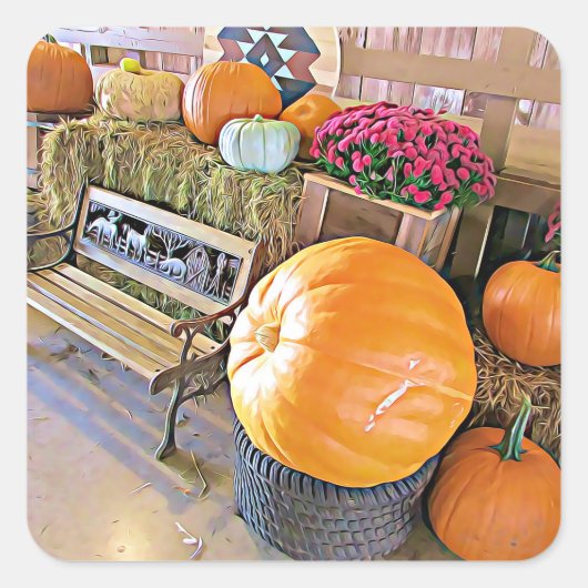 Stickers citrouille et Country Bench Halloween (Devant)