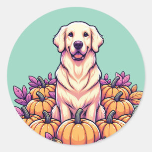 Stickers Citrouille Golden Retriever