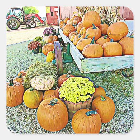 Stickers citrouille Halloween Floral Automne (Devant)