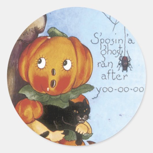 Stickers Citrouille mignon d'Halloween - Trick ou  (Devant)
