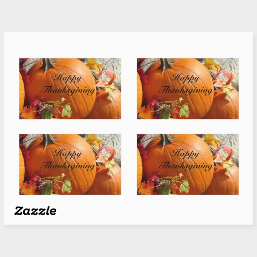 Stickers Citrouille Rectangle bon thanksgiving (Feuille)