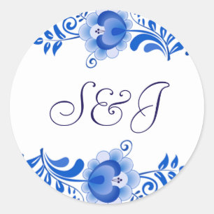 Stickers Classic Chine Bleu Faire-part de mariage