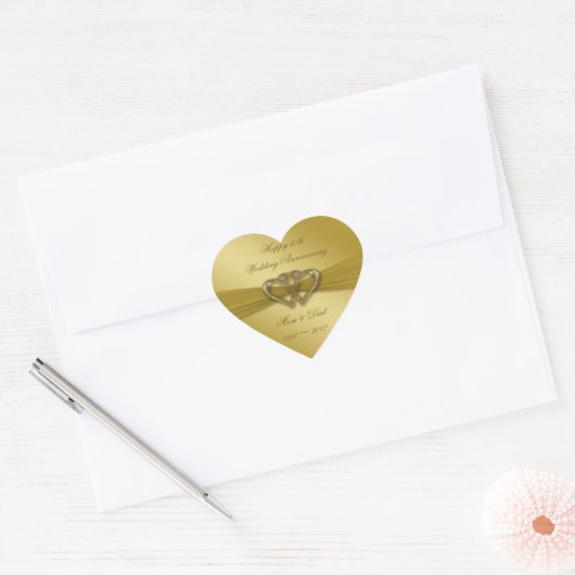 Stickers Classic Golden 50th Mariage Anniversaire (Enveloppe)