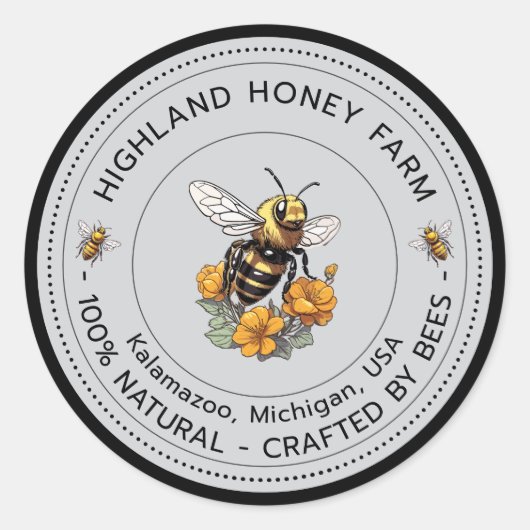 Stickers Classic Pure Honey Round Design modifiabl (Devant)