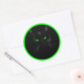 Stickers Classic Rond Cat Vert Yeux Noir (Enveloppe)