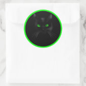 Stickers Classic Rond Cat Vert Yeux Noir (Sac)