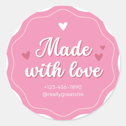 Stickers Classic Rond Fabriqués Avec Amour (Devant)