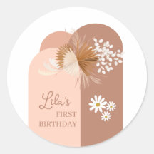 Stickers Classic Round Birthday Girl Boho