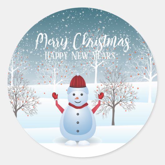 Stickers Classic Snowman de Noël d'hiver (Devant)