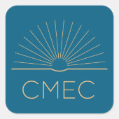 Stickers CMEC - carré, bleu avec pêche, 3"x3" (Devant)