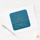 Stickers CMEC - carré, bleu avec pêche, 3"x3" (Enveloppe)