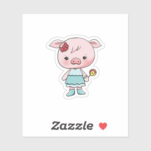Stickers Cochon Rose (Feuille)