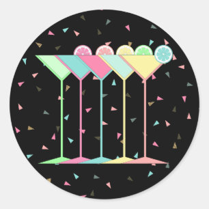 Stickers Cocktail, Martini et Confetti en noir