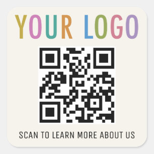 Stickers Code QR Ecru Logo de l'entreprise 1,5 pou