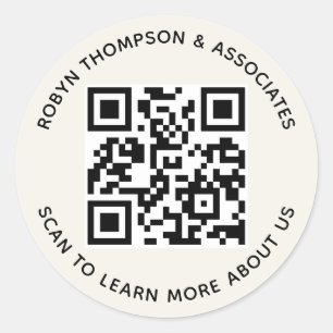 Stickers Code QR Ecru Personnalisé Nom d'entrepris