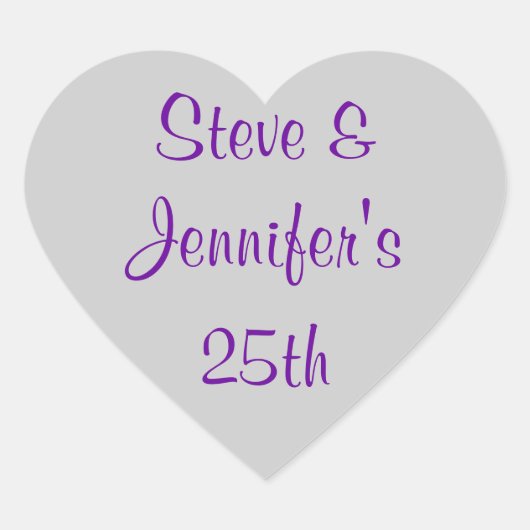 Stickers Coeur 25e anniversaire Mariage d'argent 2 (Devant)