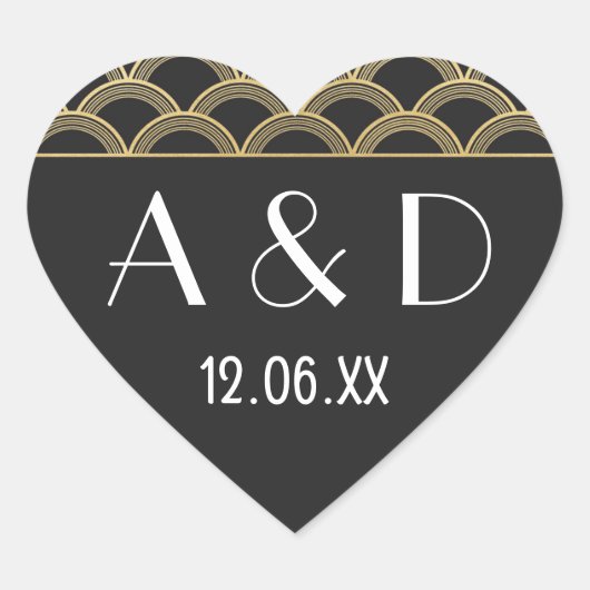 Stickers Coeur Art Déco Gatsby Étiquette années 19 (Devant)