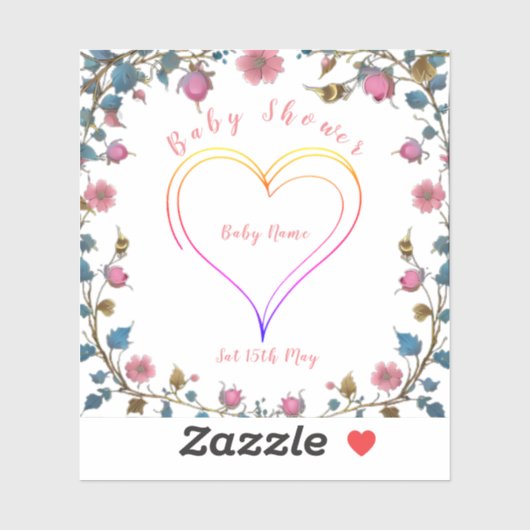 Stickers Coeur baby shower (Feuille)