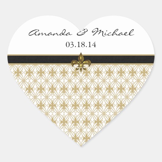 Stickers Coeur Black Gold Fleur de Lis (Devant)
