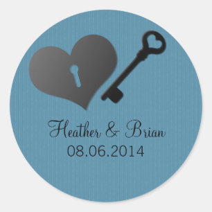 Stickers Coeur Bleu et Mariage Clé