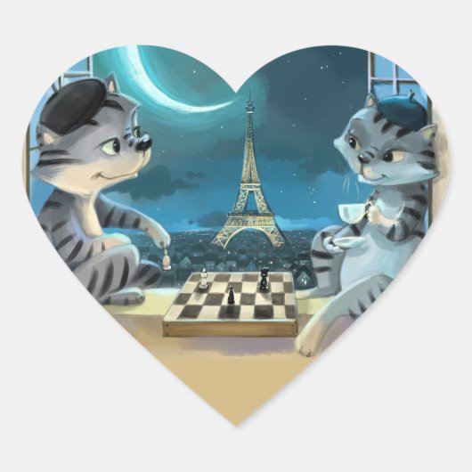 Stickers Coeur Classique Paris de nuit (Devant)