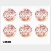 Stickers Coeur Cupcake Rose (Feuille)