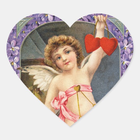 Stickers Coeur Cupide Valentine Vintage (Devant)