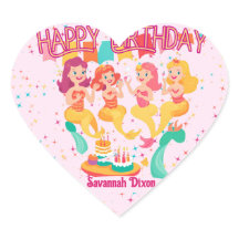 Stickers Coeur d'Anniversaire de Mermaid