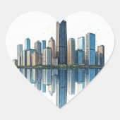 Stickers Coeur de Chicago Skyline (Devant)