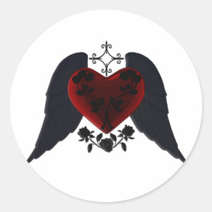 Stickers Coeur de Goth à ailes noires