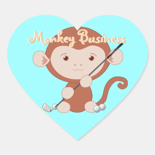 Stickers Coeur de singe de golf (Devant)