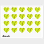 Stickers Coeur de softball pour filles (Feuille)