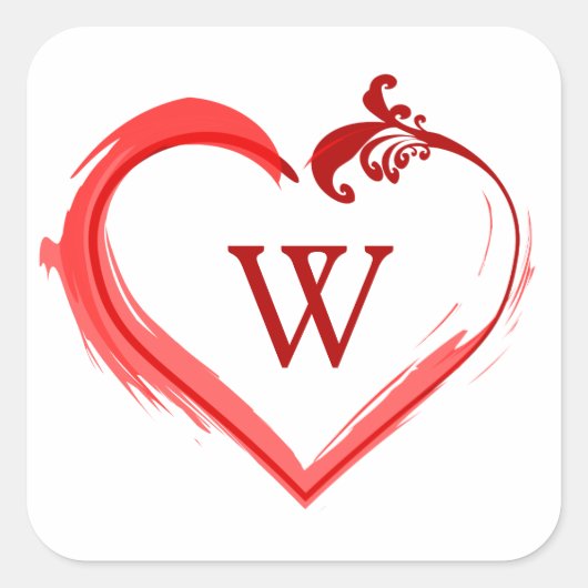 Stickers Coeur de Swoosh rouge avec Monogramme ini (Devant)