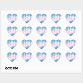 Stickers Coeur de teinture bleu et rose par Akasha (Feuille)