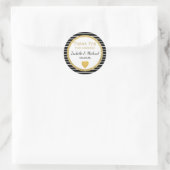 Stickers Coeur d'or, Stripes Noir & Blanc Mariage (Sac)